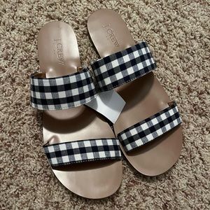 NWT jcrew gingham slide sandals. Size 9